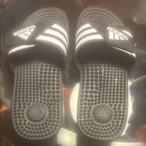 Adidas Men’s Black and White Comfort Slides